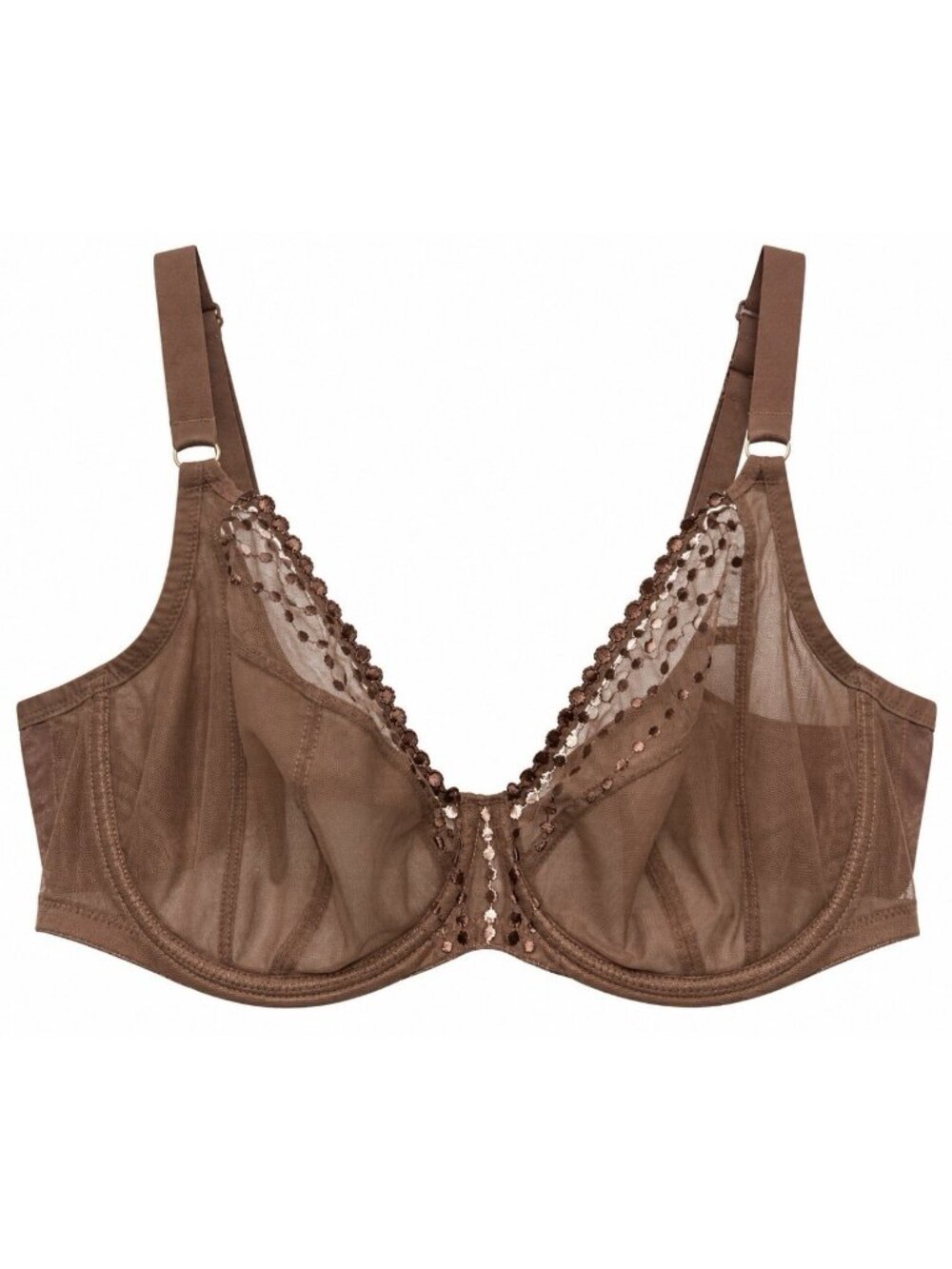 Elomi Matilda Underwire Plunge Side Support Bra US36G Brown Cafe EL8900CVE